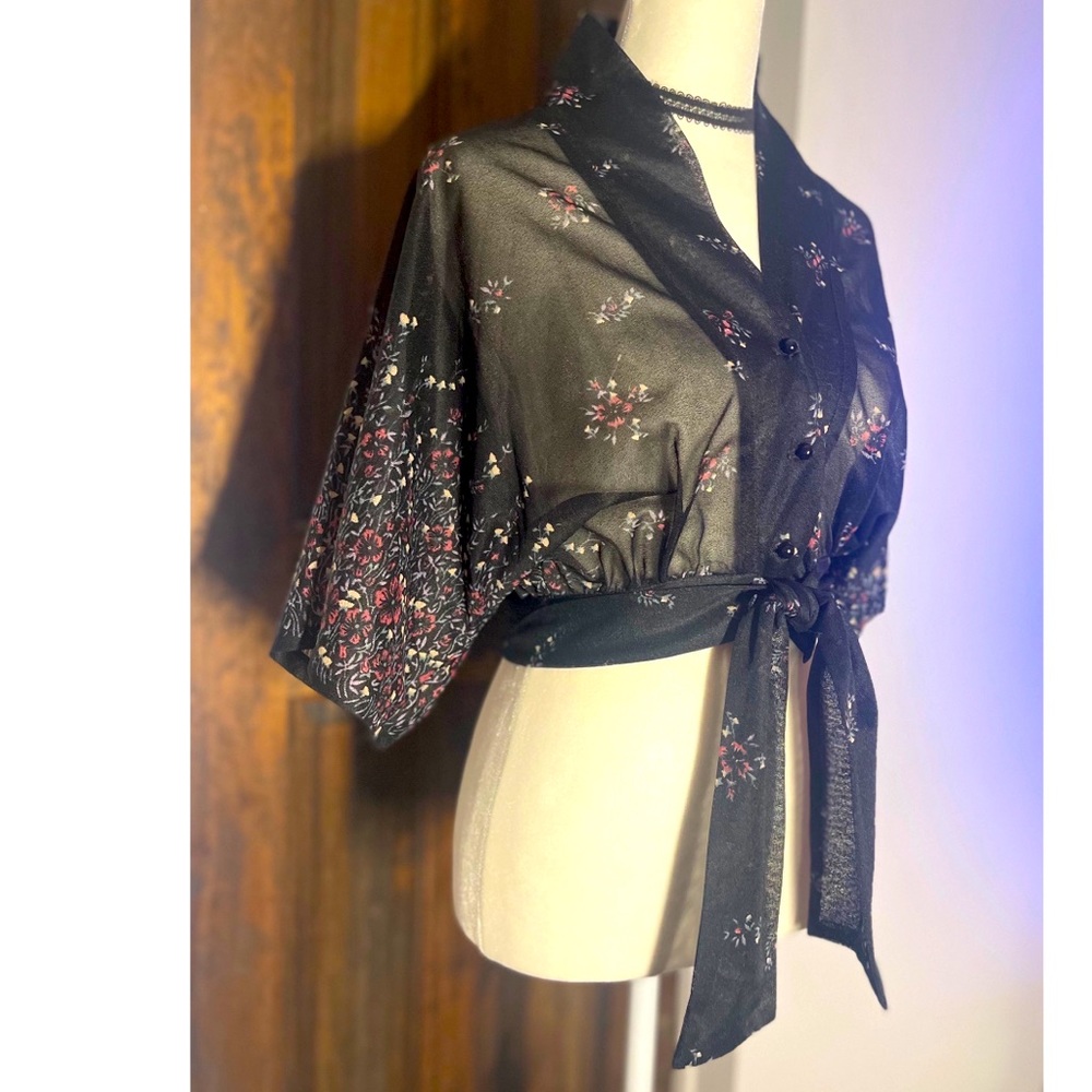 Vintage Geisha Black Sheer Cropped Bolero